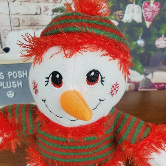 Snowman Plush 12" Sweater Frills Christmas Holiday NEN - Picture 2 of 4